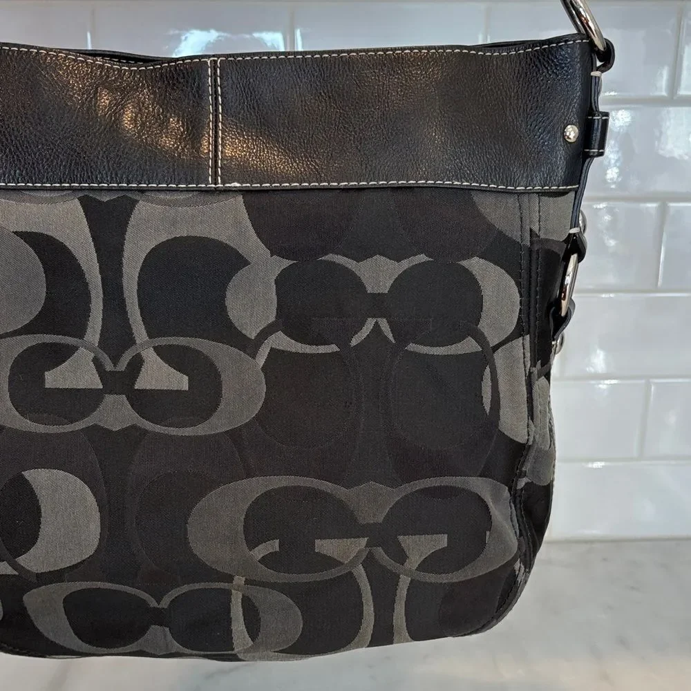 Coach Bag Purse Handbag Y2K Pocketbook Zoe Black and Gray Signature Tote